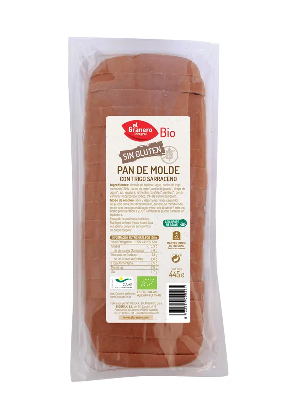 Granero Pan De Molde Con Trigo Sarraceno S-Gluten Bio 445g